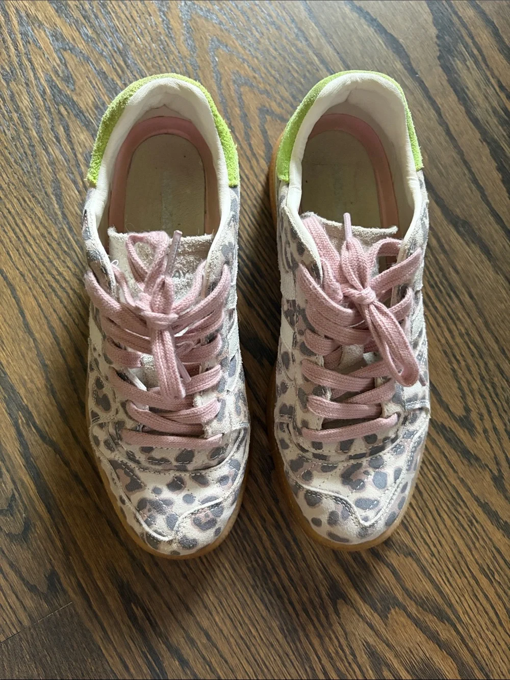 Coolway Leopard Print Low-Top Sneakers in Pink and Lime